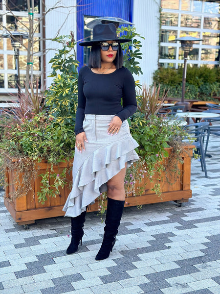 Asymmetrical Ruffle Hem Skirt - FINAL SALE