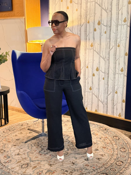 Kelly Straight Leg Pants With Contrast Stitching