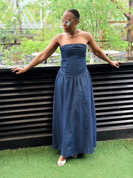 Denim Girl Tube Midi Dress – Pynk Mannequin